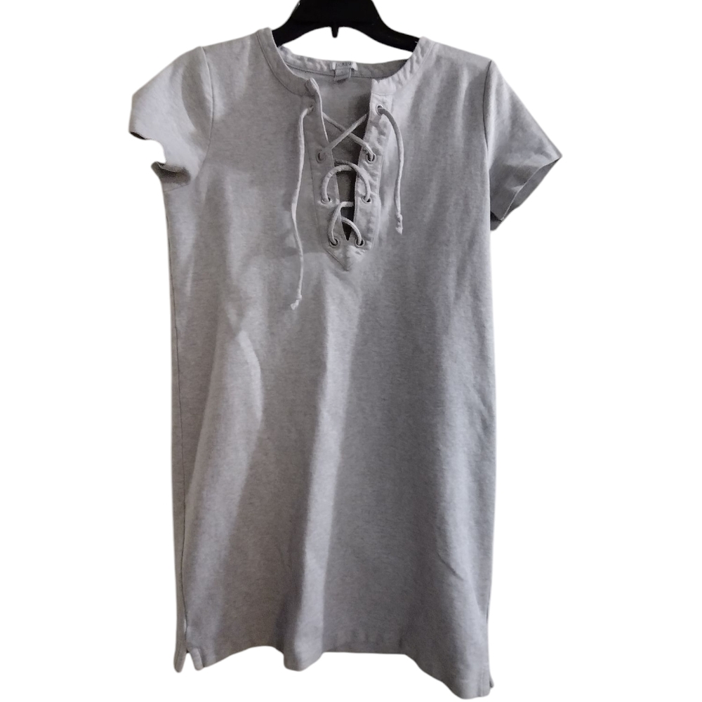 💚EUC J.Crew Gray Tshirt Dress Lace-Up Dress SMALL Nautical Pullover SMALL